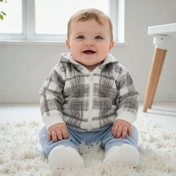 1989 Place Plaid Zip-Up Hoodie size 3-6 Months - Picture 11 of 11